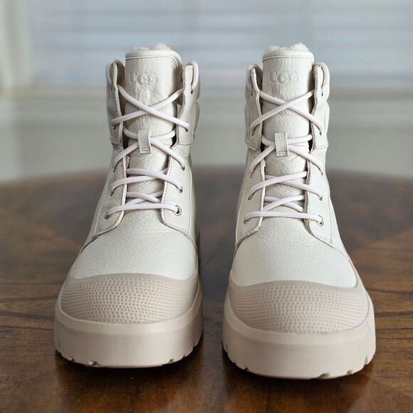 UGG Neumel High Weather Hybrid Birch White Pepper Leather Boots Women's 8 New LE - Picture 2 of 14